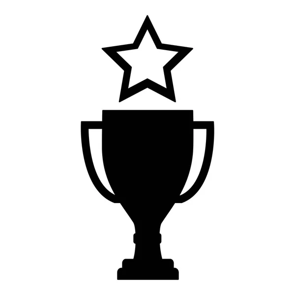 Trofeo premio taza con estrella aislado icono — Vector de stock