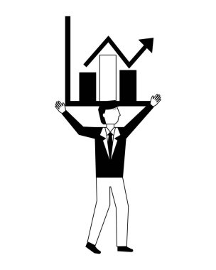 grafik istatistik avatar karakter ile işadamı