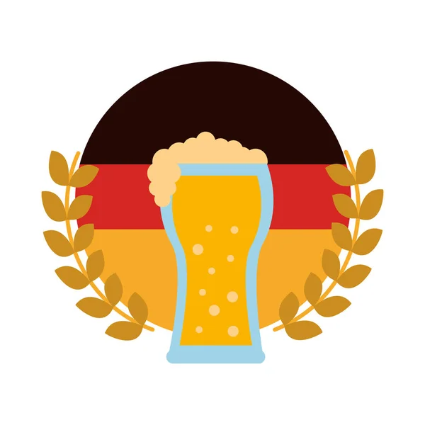 Bierglas mit Deutschlandfahne und Krone — Stockvektor