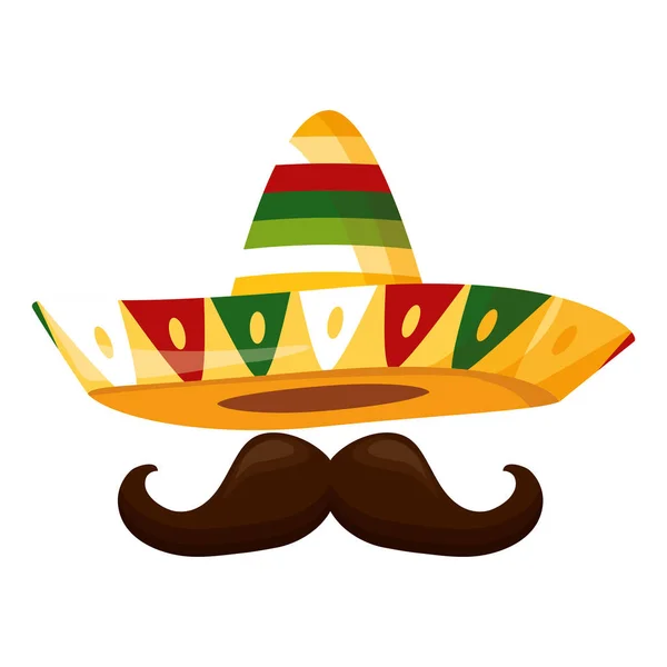 Sombrero mexicano con bigote — Vector de stock