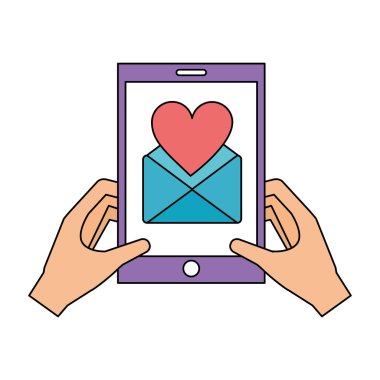 akıllı telefon mesajı ile eller romantik aşk