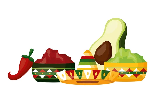 Guacamole de aguacate chile — Vector de stock