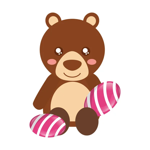 可爱的熊与甜糖果口香糖 — 图库矢量图片