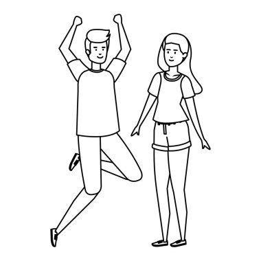 Genç çift Avatars karakterleri kutluyor