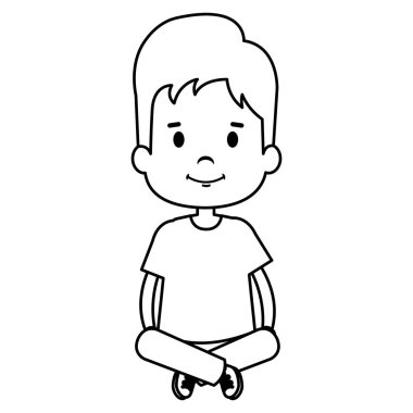 mutlu küçük çocuk katta karakter oturan