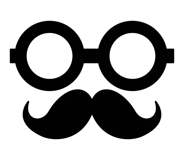 Hipster Schnurrbart Accessoire mit Brille — Stockvektor