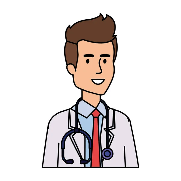 Médico profesional con carácter avatar estetoscopio — Vector de stock