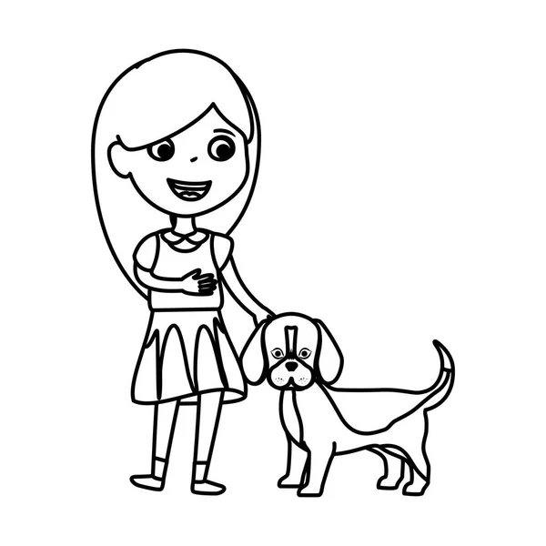 Petite fille mignonne avec chiot — Image vectorielle