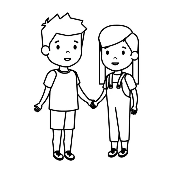 Lindo poco niños pareja — Vector de stock