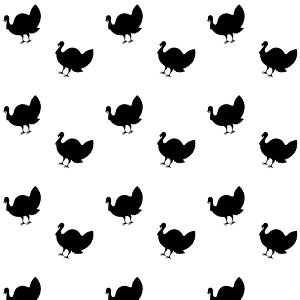 Silueta pavo animal patrón de fondo blanco — Vector de stock