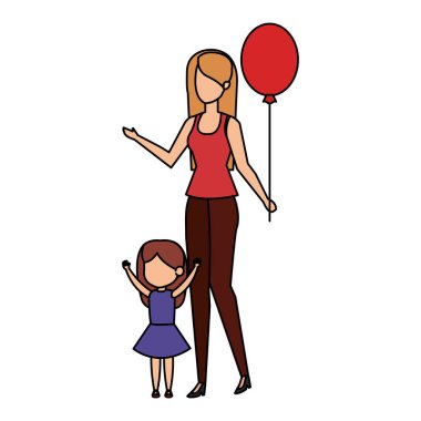 Anne ile kızı ve balon helyum