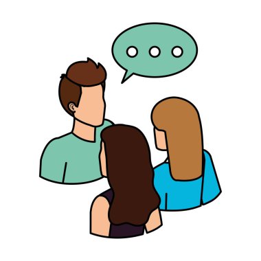 bir grup insan konuşma balonu avatarları ile