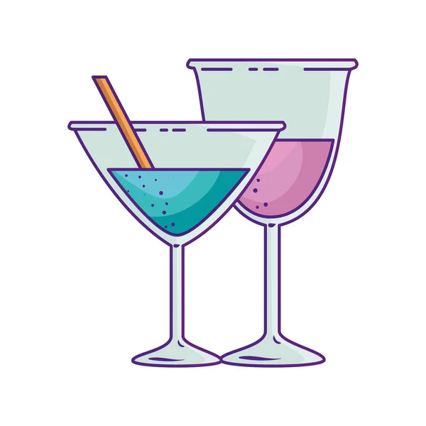 Copas de cóctel y bebidas de vino — Vector de stock