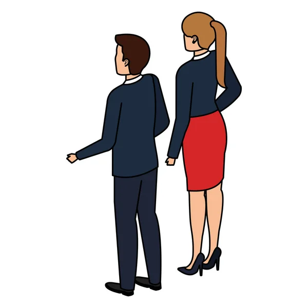 Couple d'affaires retour avatars personnages — Image vectorielle