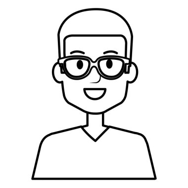 Gözlük avatar karakter ile genç adam