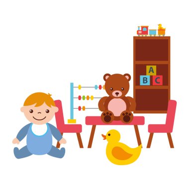 ayı ördek abacus ile odada bebek çocuk