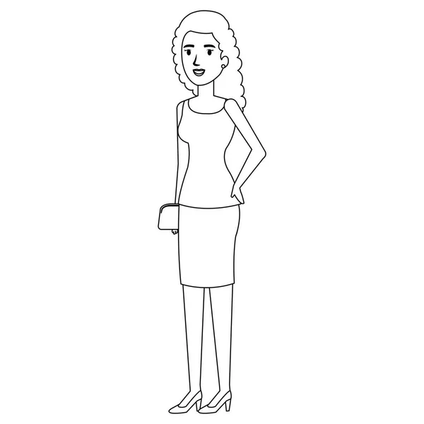 Mujer de negocios con carácter avatar bolso — Vector de stock
