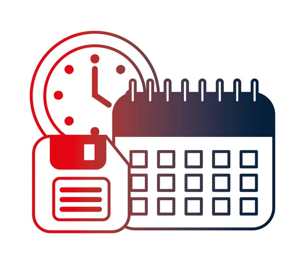 Calendar with floppy and clock isolated icon Vector Graphics