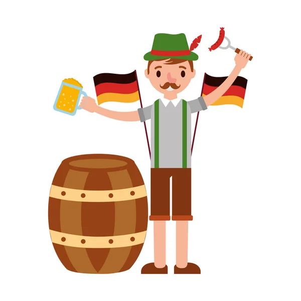 Deutsch mit Bier und Wurst — Stockvektor