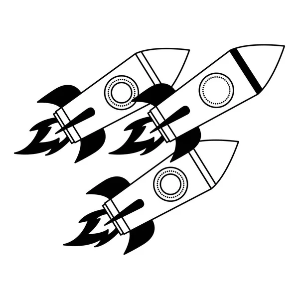 Spouštěcí rakety izolované ikony — Stockový vektor