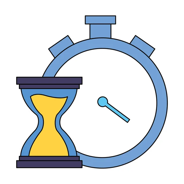 Stopwatch en zandloper tijd — Stockvector