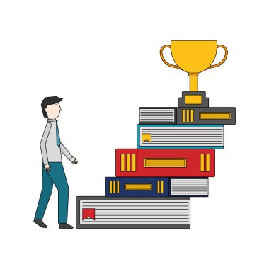 işadamı üstüne kitap kupa merdiventırmanıyor