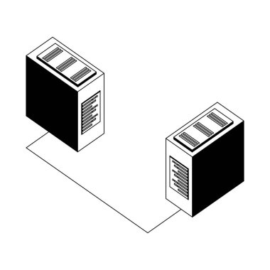 devre izometrik simgesi ile sunucular veri merkezi