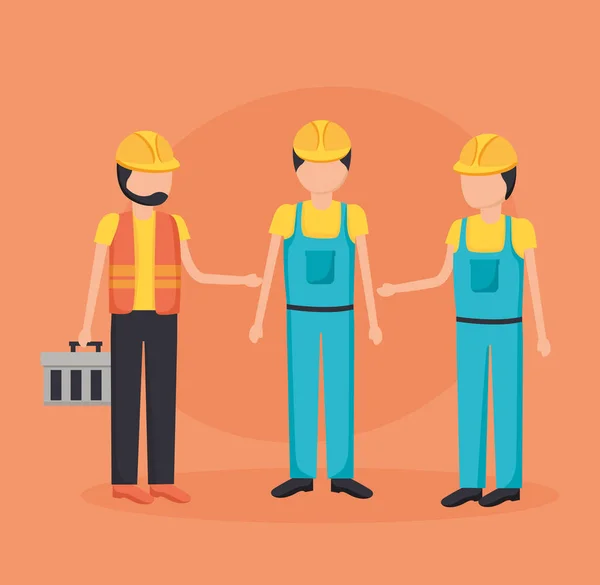 Trabajadores equipos de construcción — Vector de stock