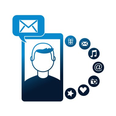 akıllı telefon adam ekran e-posta mesajı sosyal medya