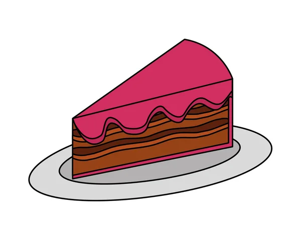 Süße Kuchenscheibe isoliert Symbol — Stockvektor