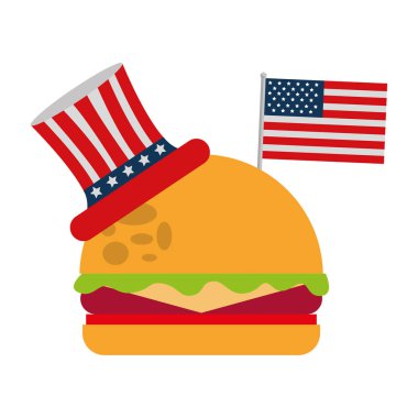 üst şapka bayrak amerikan gıda kutlama ile burger