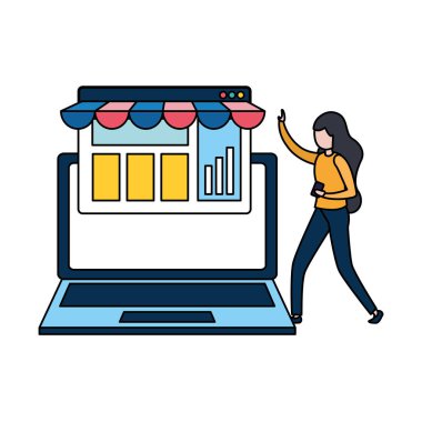 dizüstü bilgisayar avatar karakter kadınla