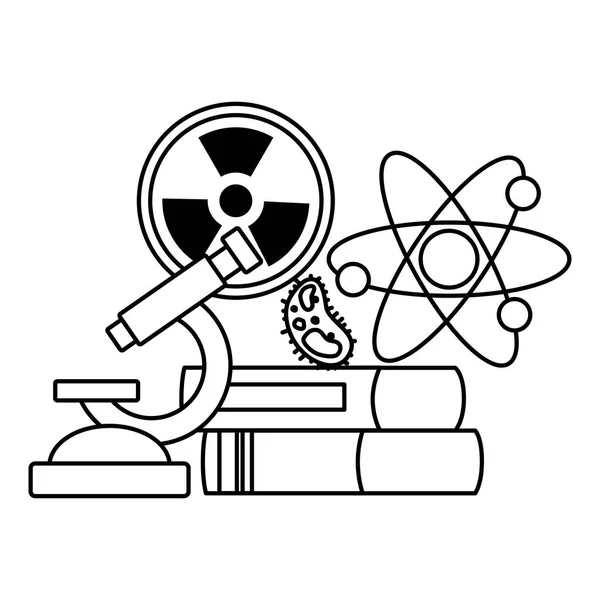 Escola ciência radiação átomo livros — Vetor de Stock