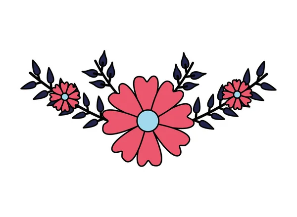 Hojas de rama de flores — Vector de stock