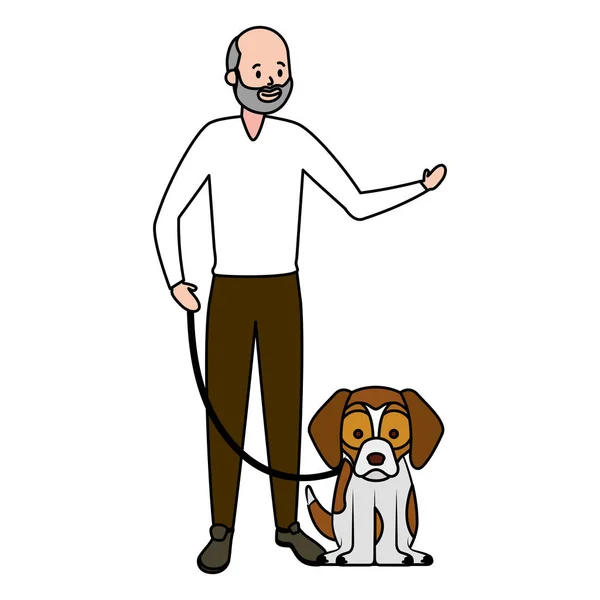 男人和他的狗 — 图库矢量图片