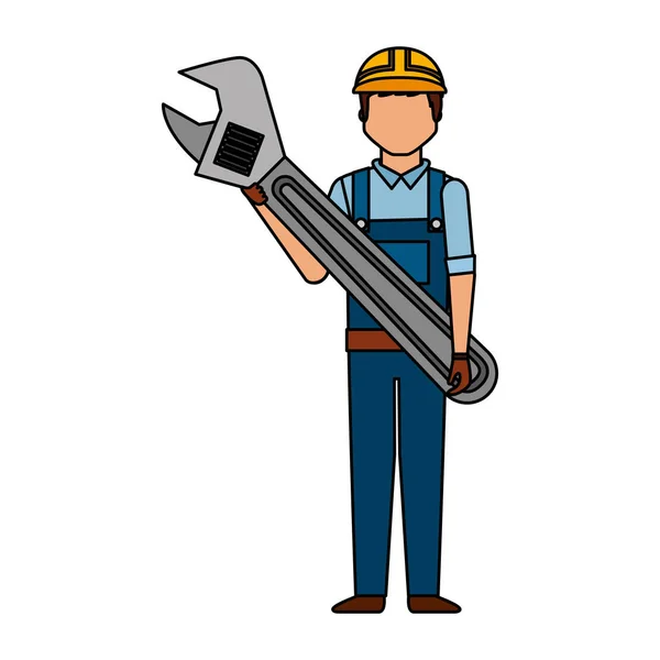Worker man with wrench tool — Stock Vector