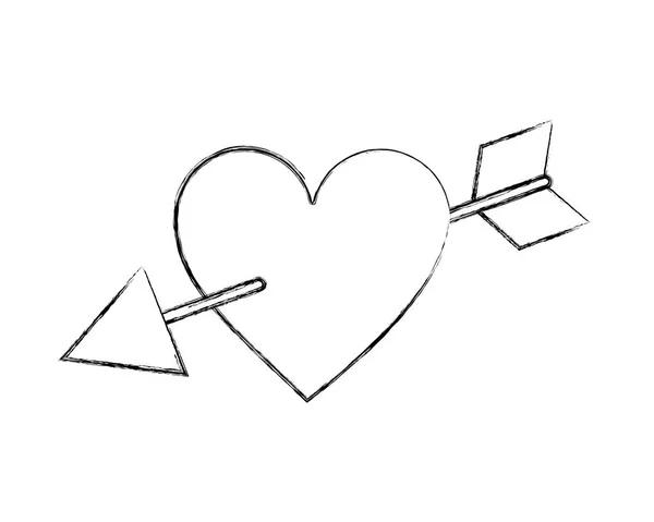 Romantické milostné srdce proražených šípem — Stockový vektor