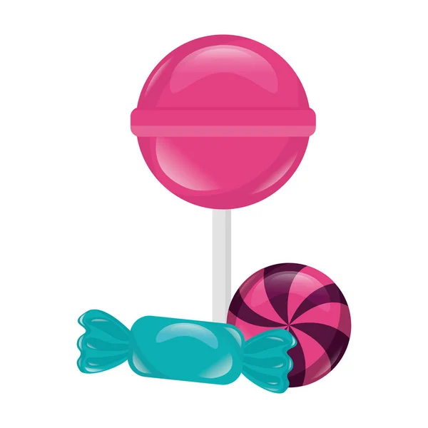 Bonbons sucrés sucette et la canne à menthe — Image vectorielle