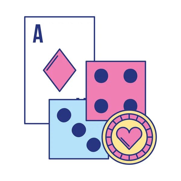 Ace card dados chip poker casino juego — Vector de stock