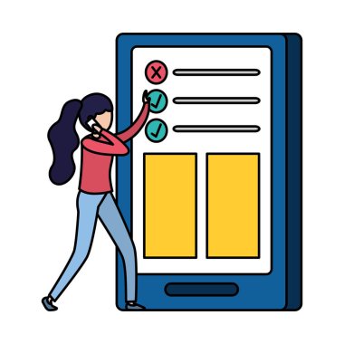 smartphone aygıt avatar karakter kadınla