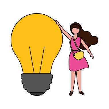Genç bir kadının ampul tutması fikri