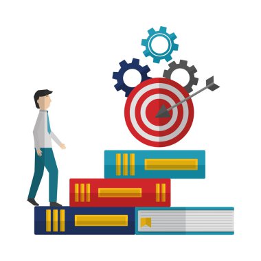 kütüphane kitapları ve hedef ile işadamı