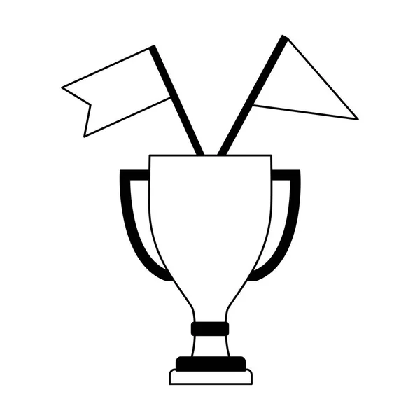 Trophée coupe de prix avec drapeaux icône isolée — Image vectorielle