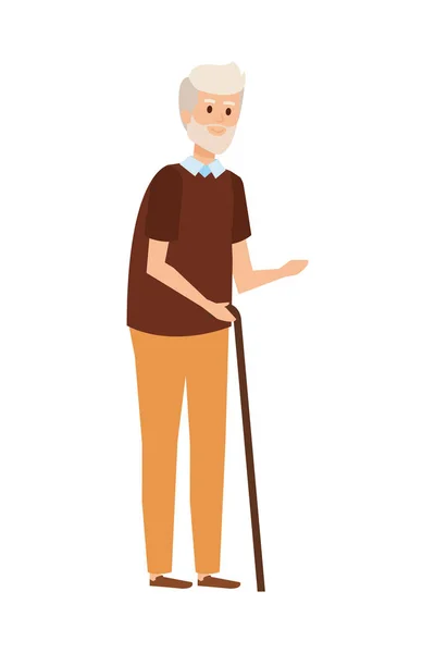 Starý muž s holí charakter — Stockový vektor