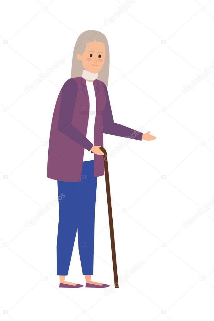 old woman with cane character