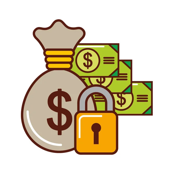 Business money bag banknote security — Stock Vector