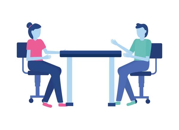 Man och kvinna som sitter på stolar — Stock vektor