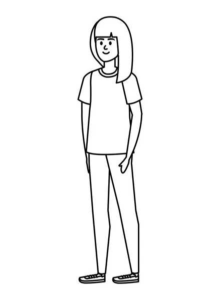 Hermoso personaje de mujer joven — Vector de stock