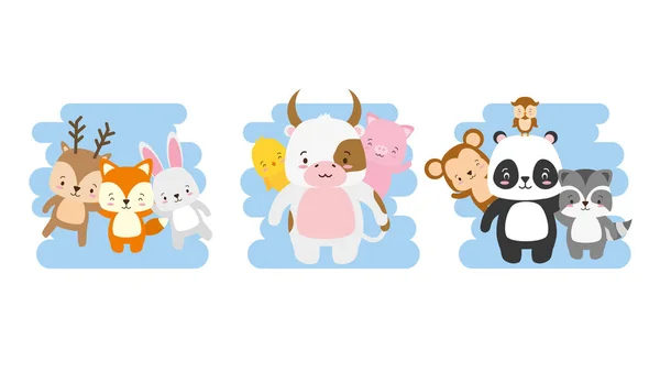 Animales lindos conjunto — Vector de stock