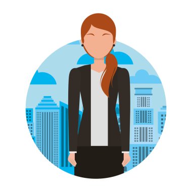 iş kadını karakter şehir arka plan